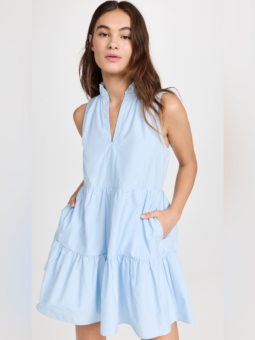Amanda Uprichard Connolly Dress Light Powder Blue Tiered Mini XS